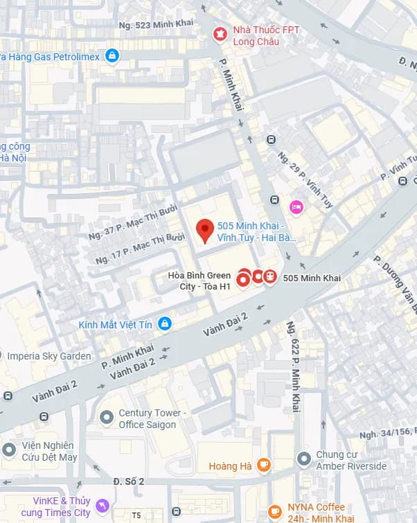 Bản đồ văn phòng TD Consulting tại H1 Tower, Hoà Bình Green City, 505 Minh Khai, Hai Bà Trưng, Hà Nội